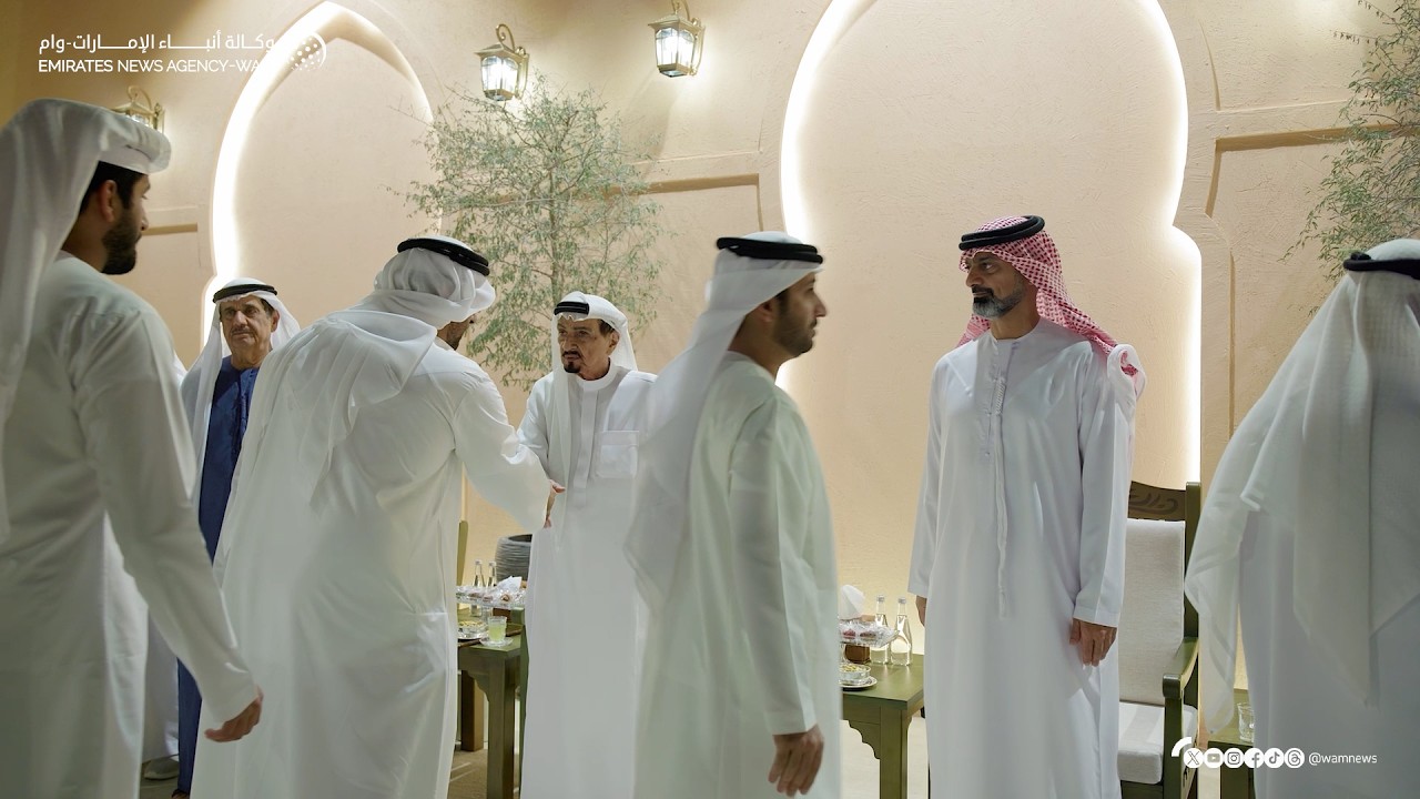 حاكم عجمان وولي عهده يستقبلان المهنئين بحلول شهر رمضان الكريم