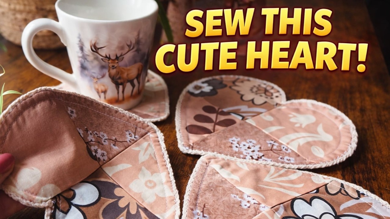 How to Sew a Heart-Shaped Mug Rug | Scrap Fabric Sewing Tutorial (Beginner Friendly)