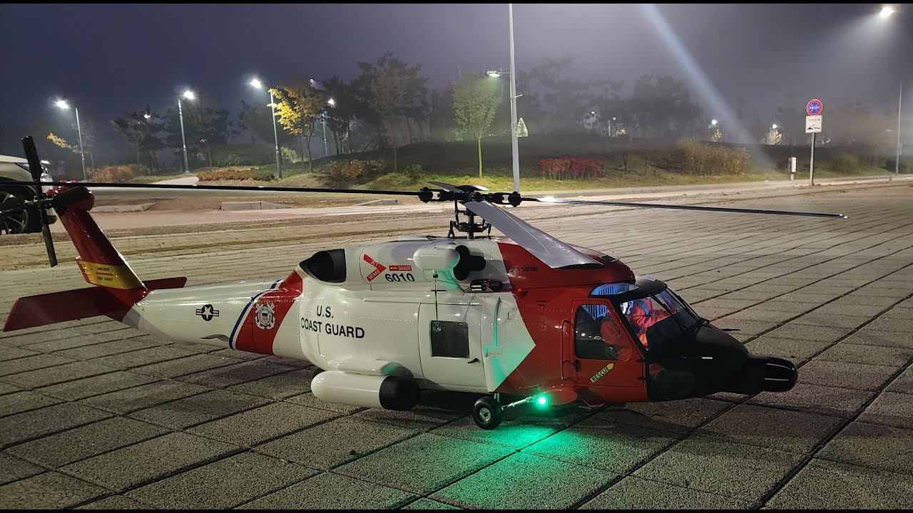 US COAST GUARD helicopter flight and rescue  training with Roban scale helicopter