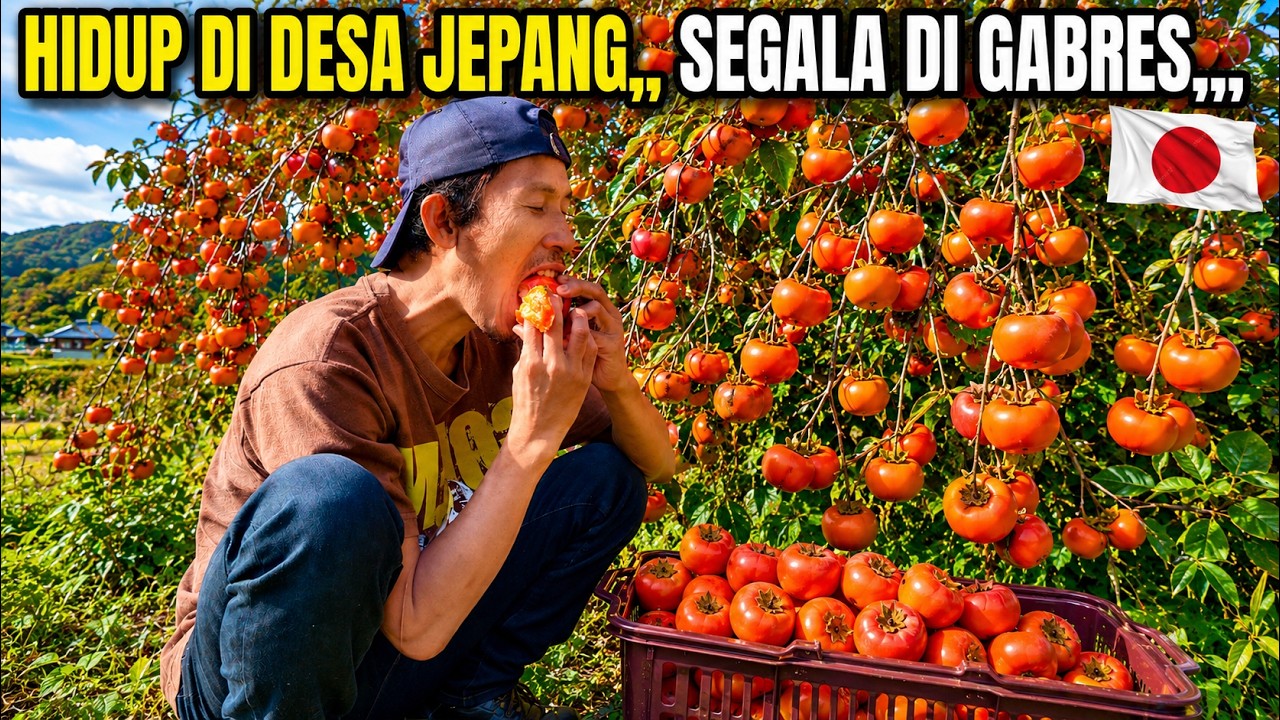 Panen kesemek di desa jepang