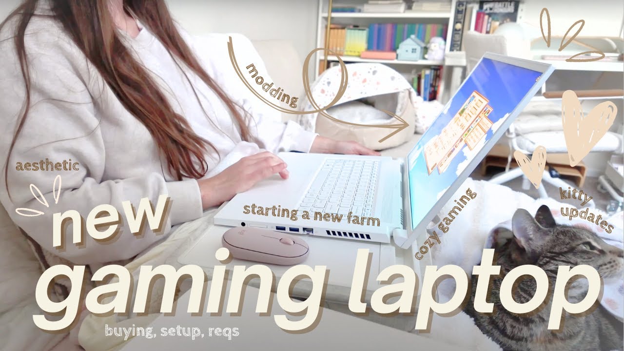 aesthetic cozy gaming laptop 👩🏻‍💻 buying new pc, setup, stardew valley expanded mods, new farm 🏠🐑