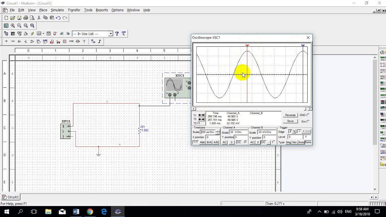 How to Use of an oscilloscope using multisim program