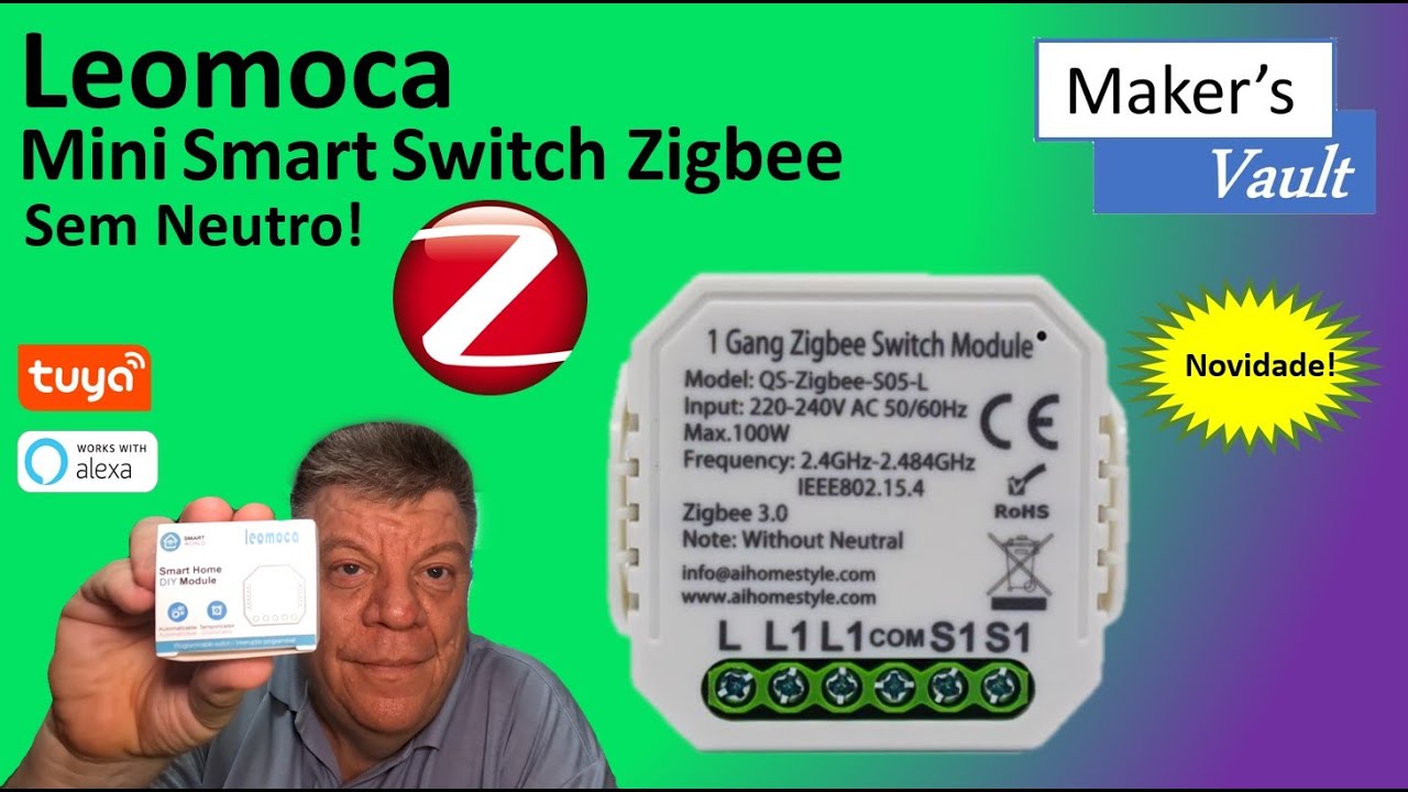 Leomoca Mini Switch Tuya Zigbee sem neutro: Configuração e Funcionamento – Use com Alexa!