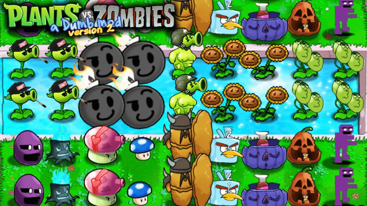 Plants vs Zombies A Dumb Mod v2.0 | Blue Shroom, Iron Nugget, Purple Guy & More | Download