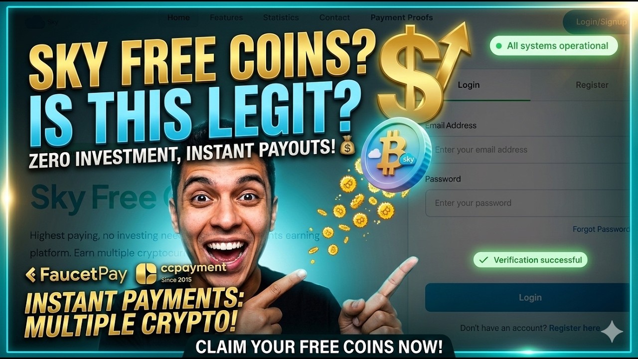 How to earn free money with sky free coins 2026 | Free Mining | $BTC $ETH $USDT