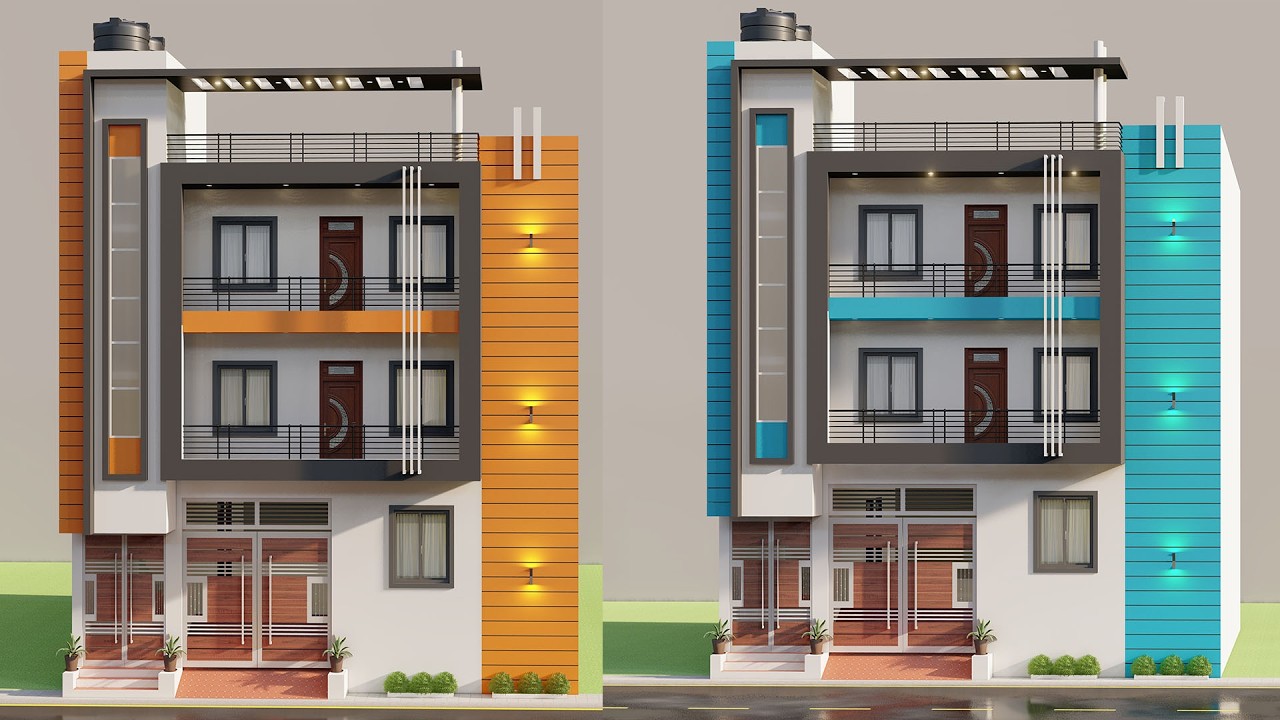 37x40 में तीन मंजिल का शानदार घर ,4 Bedroom House Plan,Best 3D House Plan