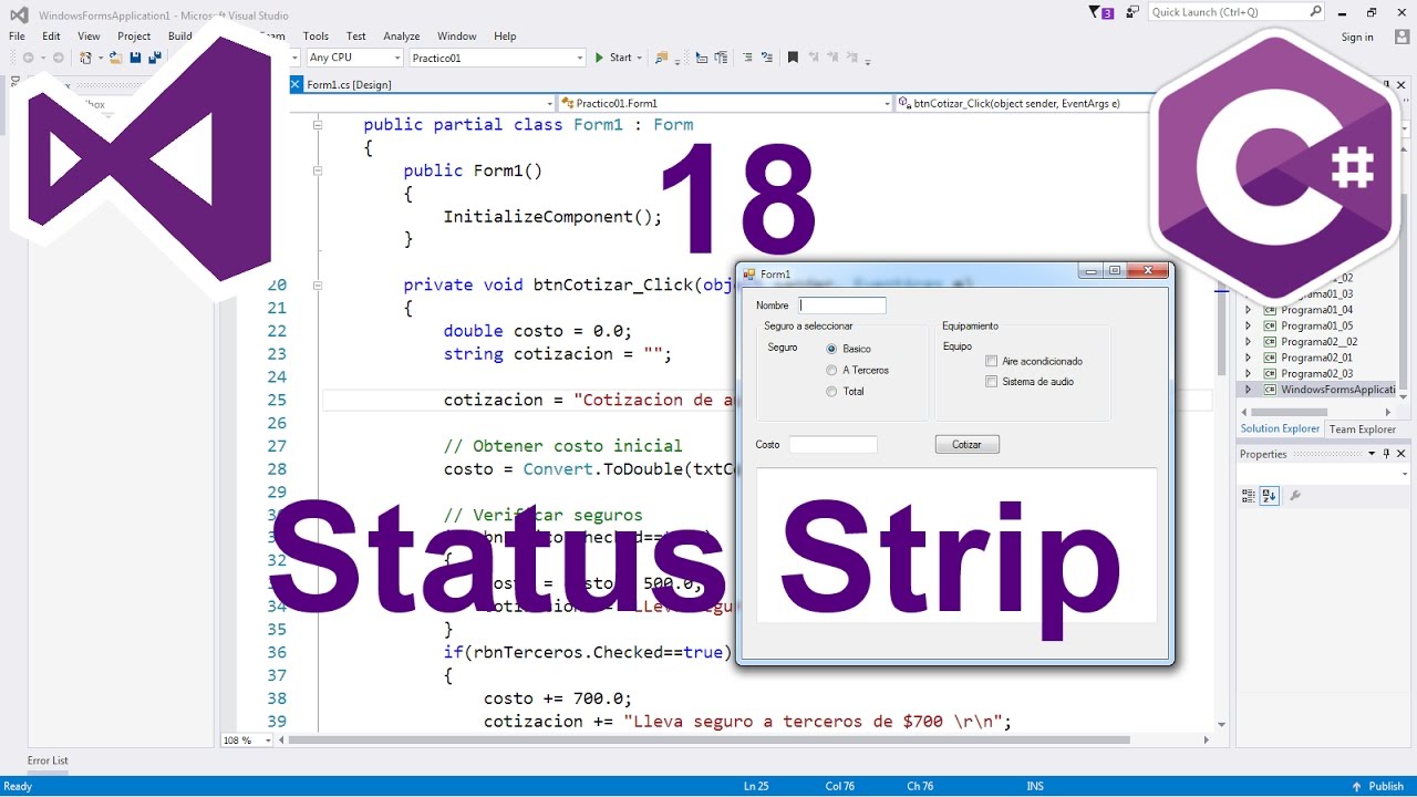 Programación Windows Forms C# 18 --- StatusStrip