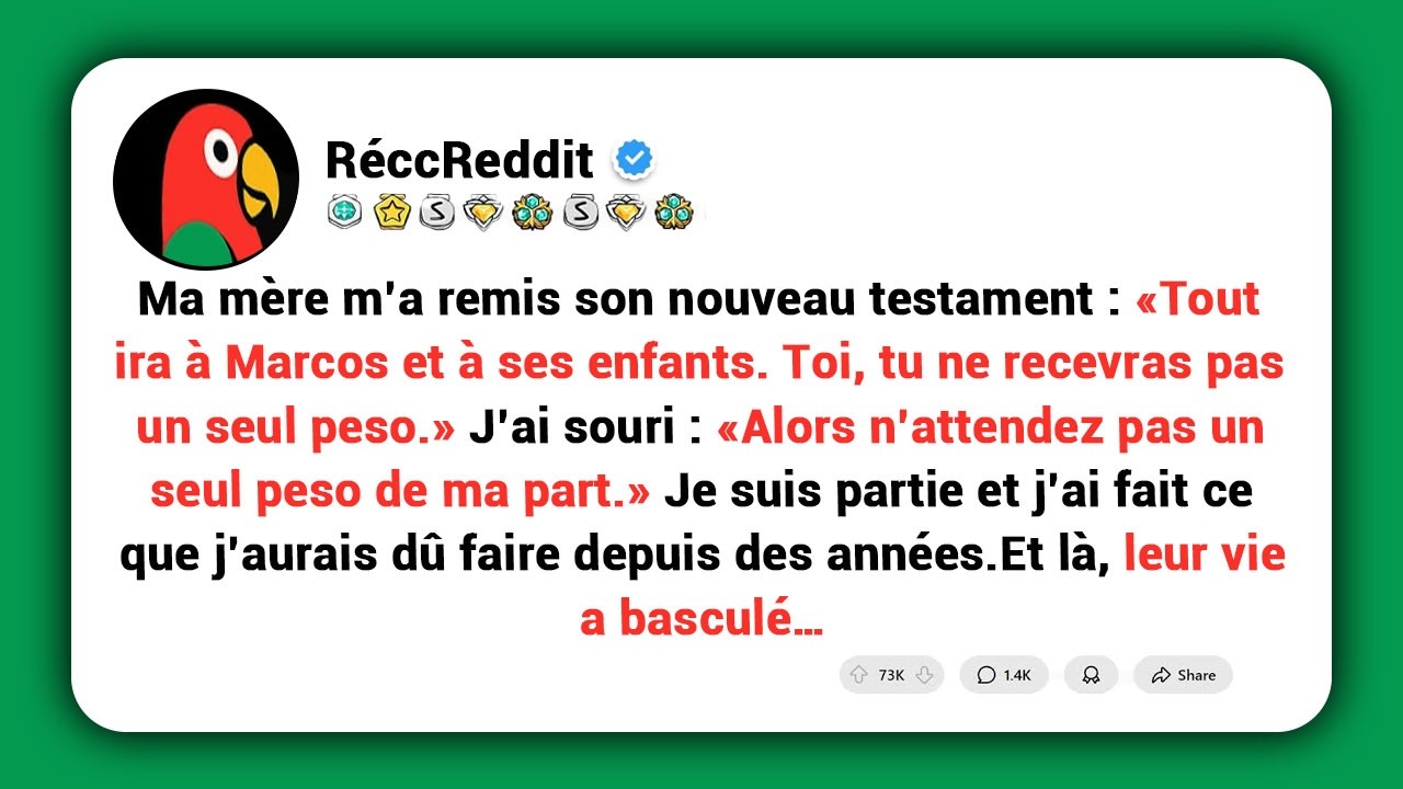 « Tu n’auras pas un seul peso » a dit ma mère : alors j’ai tout arrêté de leur payer d’un seul coup.