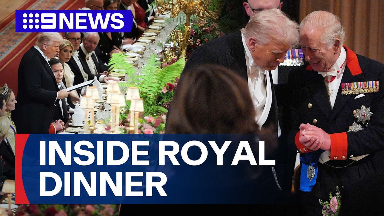 Trump and the King: Inside the US President’s spectacle Royal dinner | 9 News Australia