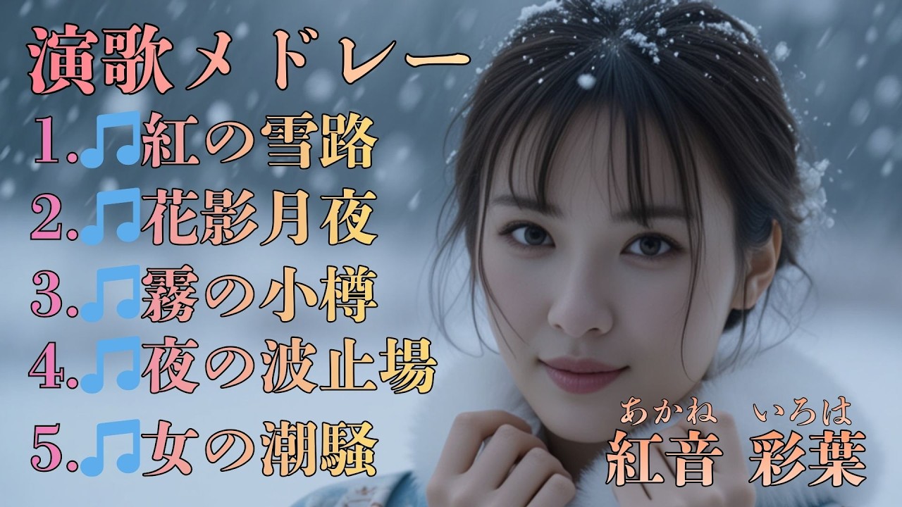 💖【AI演歌 名曲集】💖　🎵紅の雪路／🎵花影月夜／🎵霧の小樽／🎵夜の波止場／🎵女の潮騒｜心に沁みる5曲コンピレーション💖