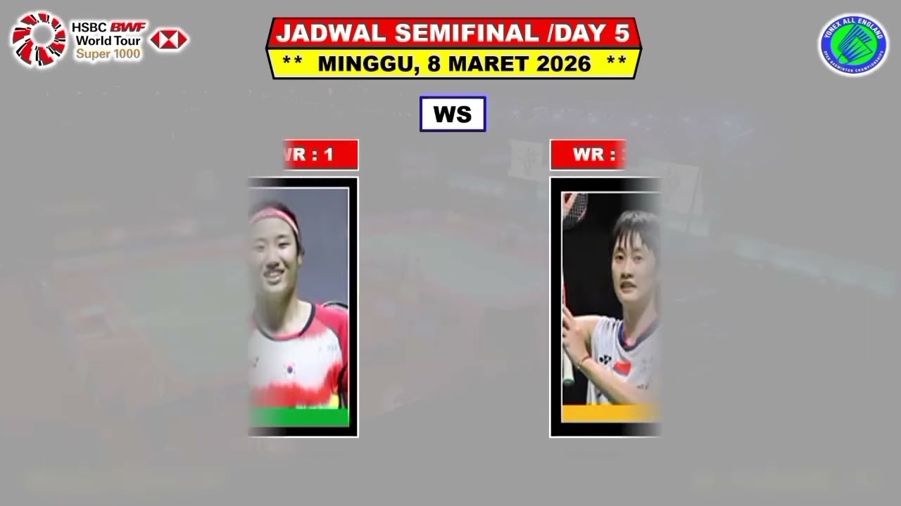 JADWAL SEMI FINAL YONEX ALL ENGLAND OPEN 2026 HARI INI