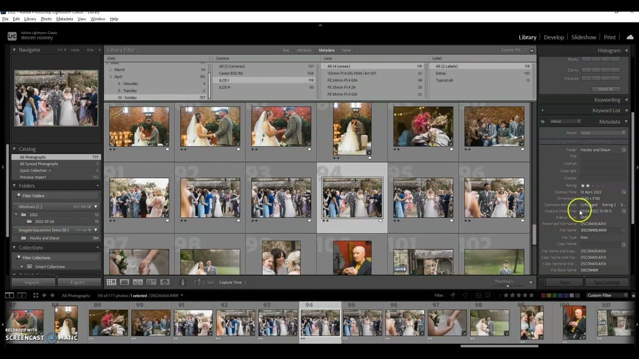 How to adjust capture time in Lightroom Classic for multiple cameras.