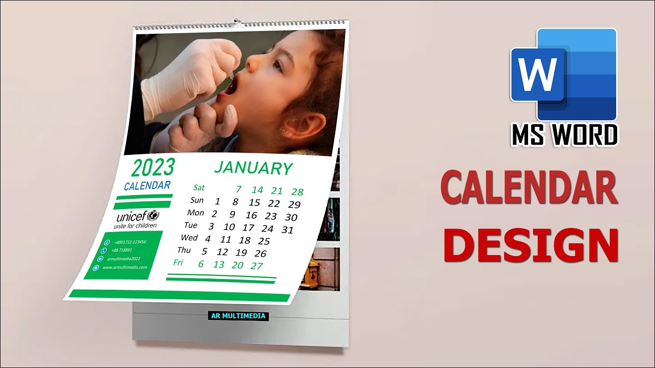 Create a Desk Calendar Table in MS Word 2023|| Wall Calendar Format in Word Tutorial [AR Multimedia]