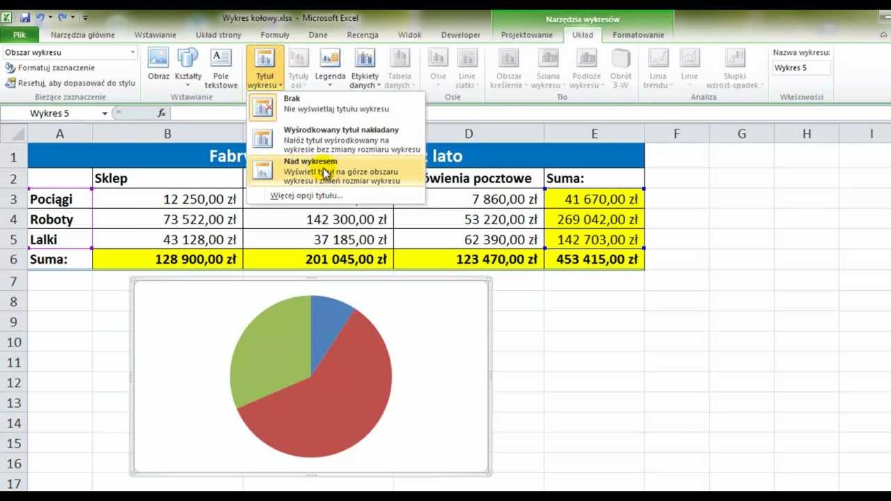 Kurs Microsoft Excel 2010 odcinek 36 - Wykres kołowy