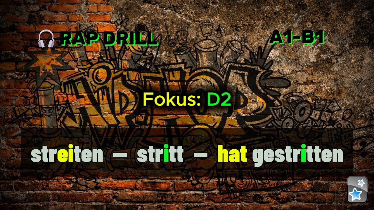 German Rap Drill: Освой сильные глаголы (A1–B1) | streiten – stritt – hat gestritten