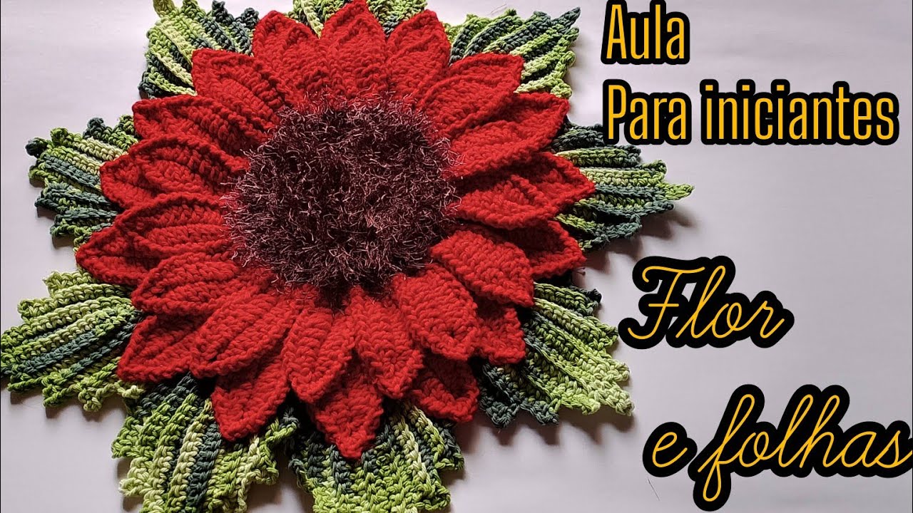 Mega girassol para aplicação em trilhos de mesa de crochê por crochepuroluxo 