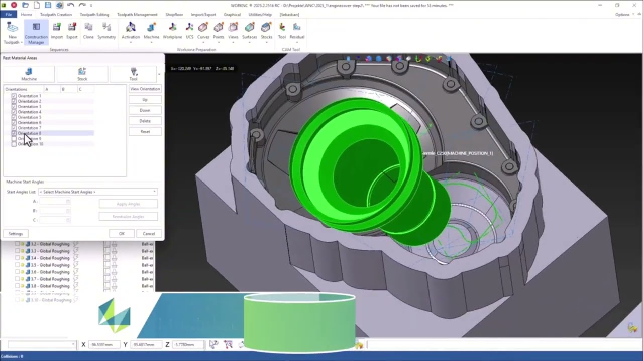 Multi Directional Re-Roughing in WORKNC