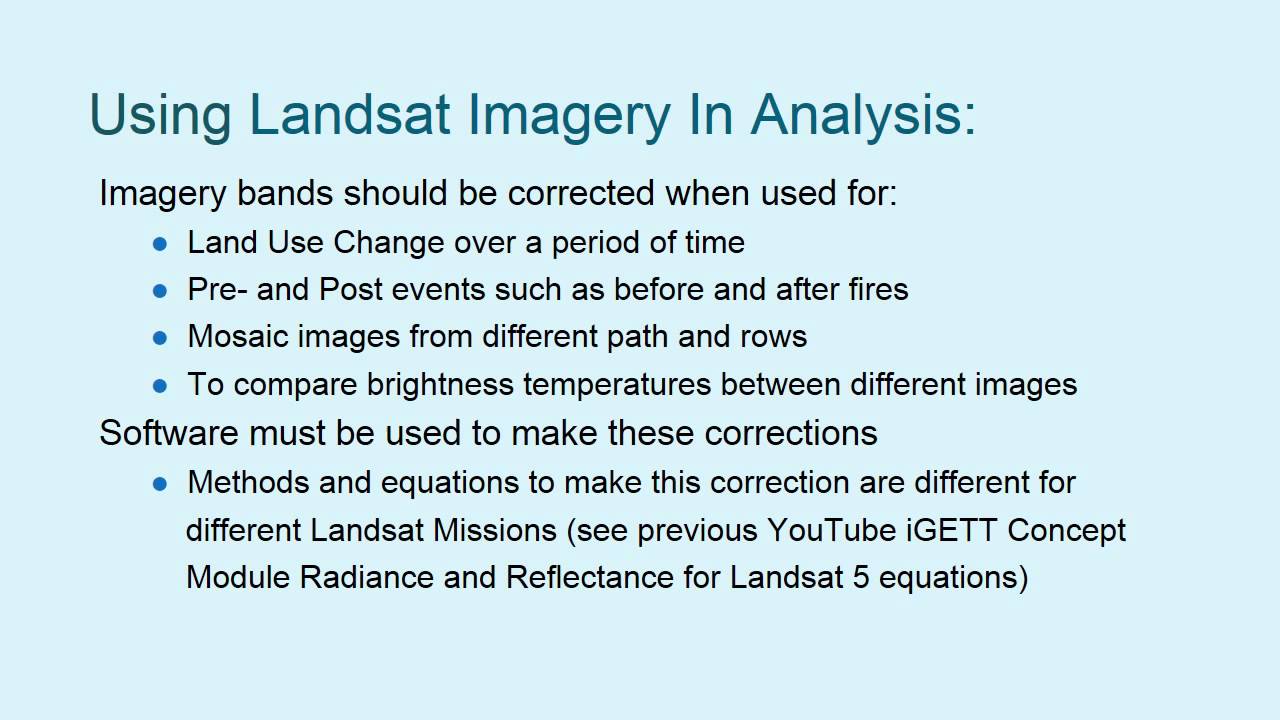 iGETT Concept Module Landsat 8 Intro to ToA Radiance and Reflectance Part 2 of 2