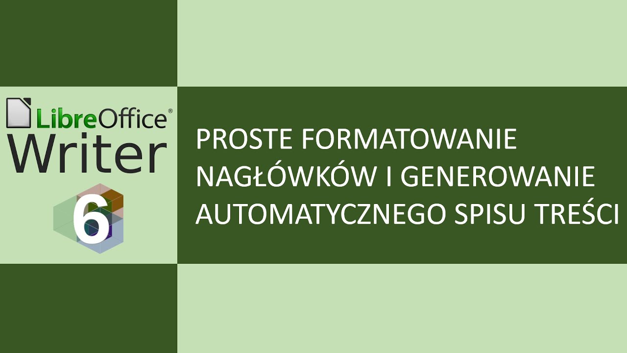 LibreOffice Writer 6: Proste formatowanie nagłówków i generowanie automatycznego spisu treści