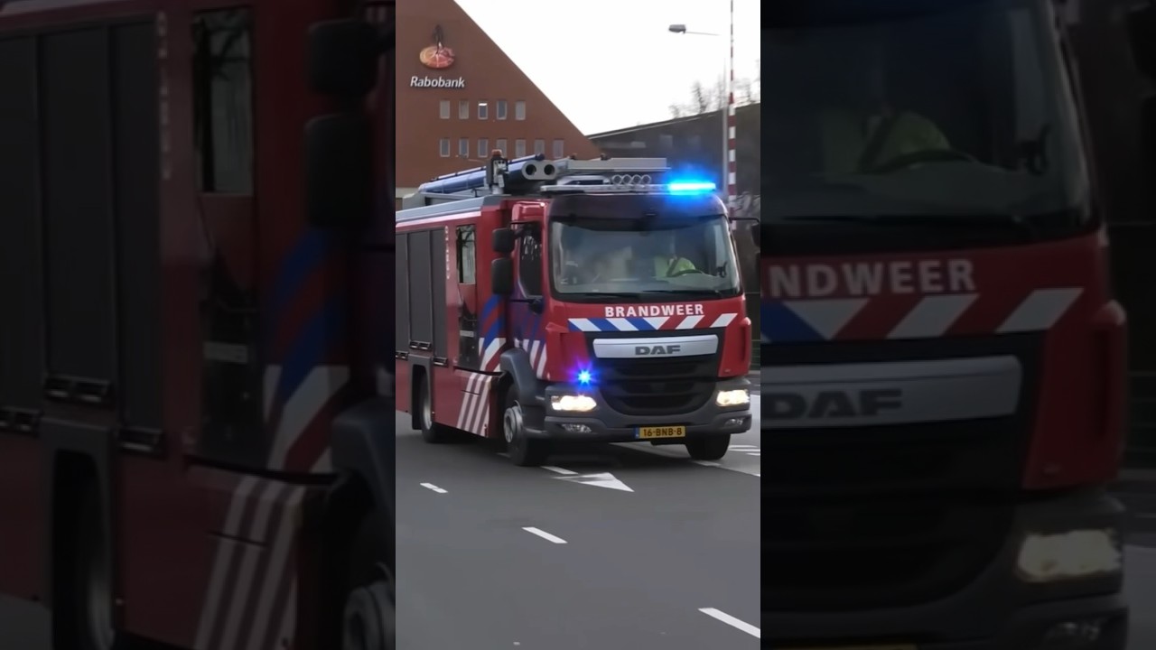 Tankautospuit brandweer Groningen Sontweg met spoed onderweg naar Autobrand! #shorts
