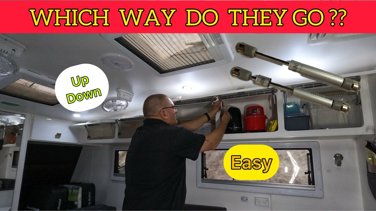 How to correctly install gas struts into a caravan overhead cupboard