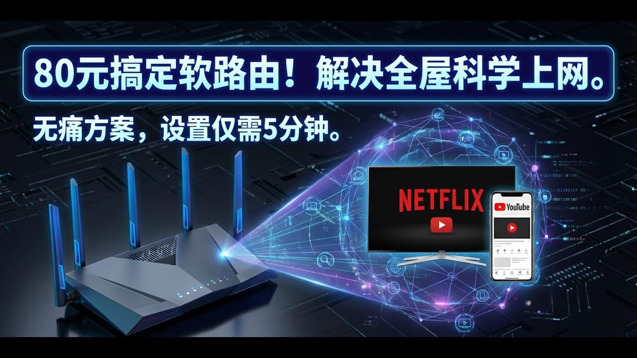 80元软路由让全家都能科学上网，电视机也能看Netflix！