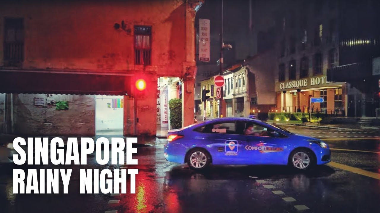 Singapore Rain Walk (Alone Along Deserted Streets)