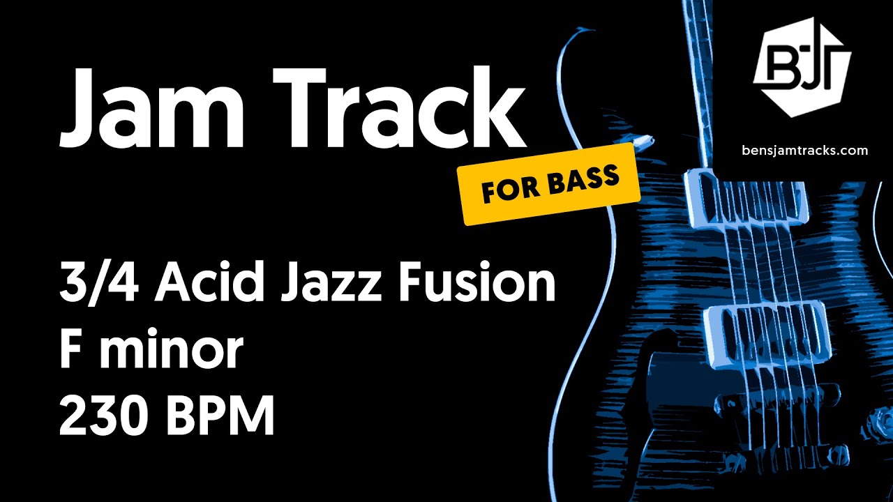 3/4 Acid Jazz Fusion Jam Track in D minor (for bass) "Threefold" - BJT #47