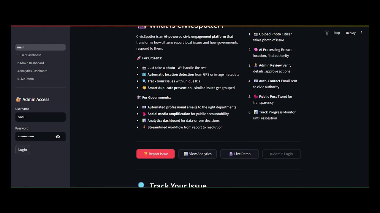 CivicSpotter: AI Civic Issue Tracker | Hackathon Submission