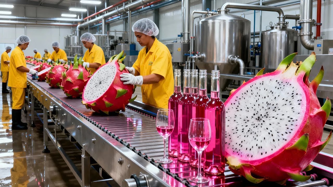 Inside a Modern Factory Making Dragon Fruit Wine  Full Process