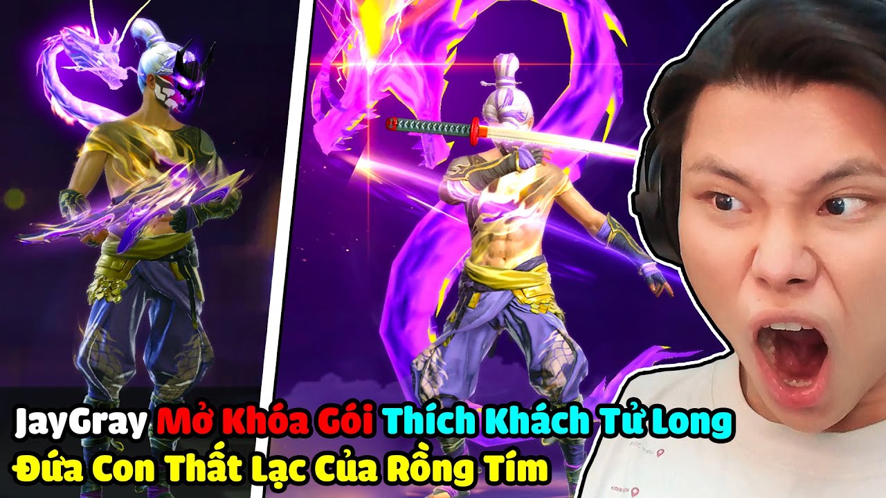 [FREE FIRE] JAYGRAY MỞ KHÓA GÓI THÍCH KHÁCH TỬ LONG SIÊU NGẦU*ĐỨA CON THẤT LẠC CỦA RỒNG MÀU TÍM
