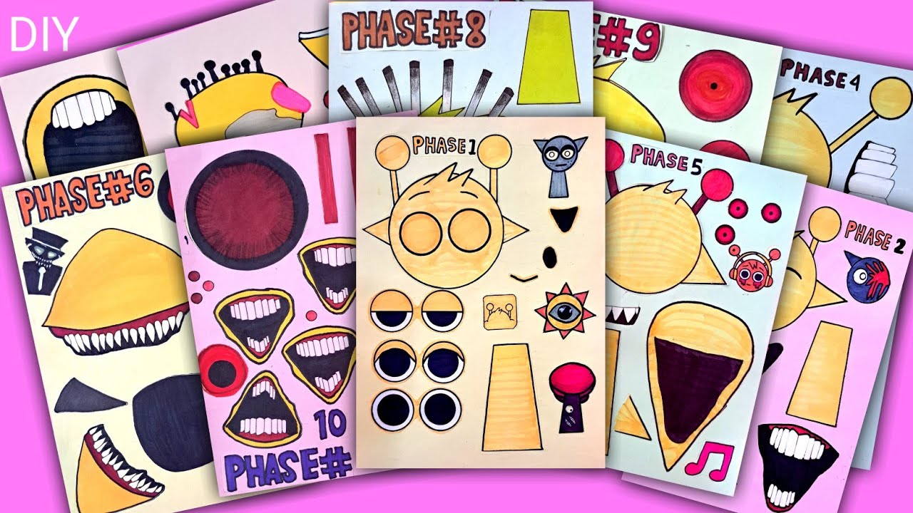 [Paper DIY] Phase 1 vs 2 vs 3 vs 4 vs 5 vs 6 vs 7 vs 8 vs 9 vs 10 - Sprunki Sticker Book - Simon #10
