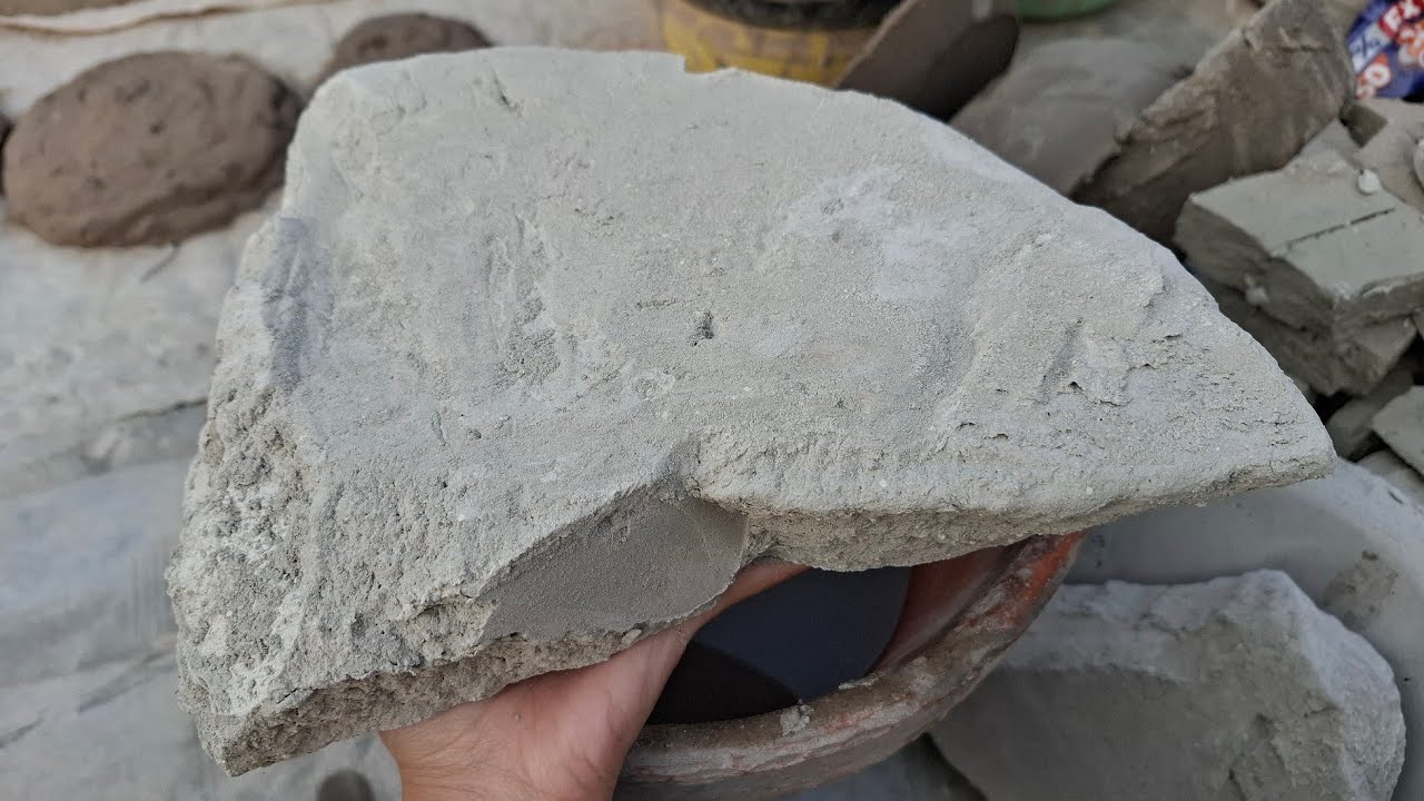 New video Cement dirt water clay pot crumbling satisfying