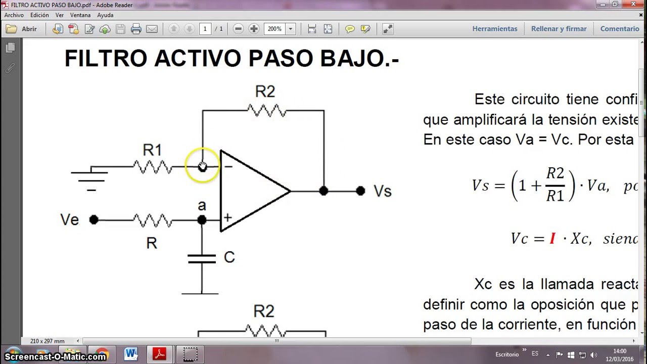 FILTRO ACTIVO PASO BAJO CON OPERACIONAL