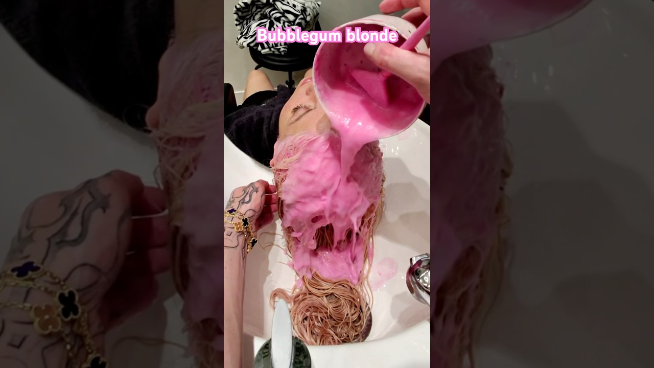 Bubblegum blonde hair #hairtok #hairextensions #blonde #hairtransformation #hairstyle #pinkhair