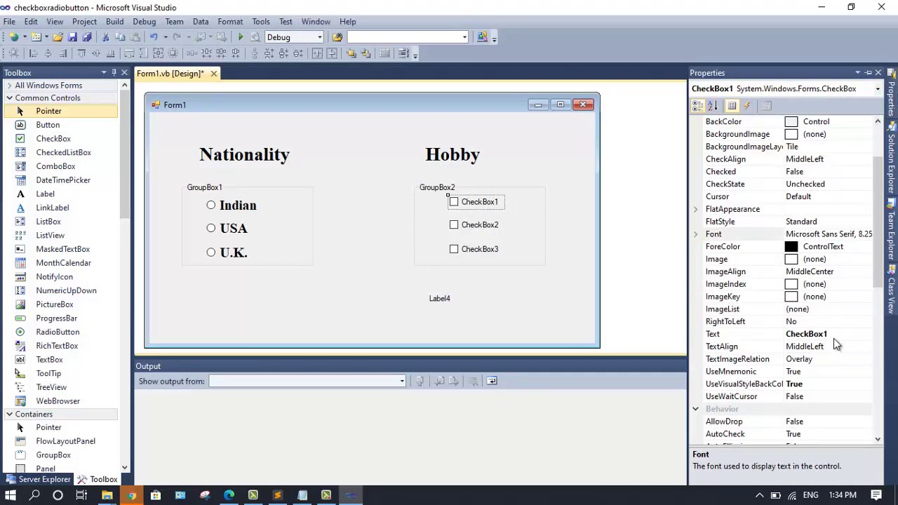 Select Nationality and Hobbies using Radio button and Checkbox|VB.NET|diploma practical of SWPD.