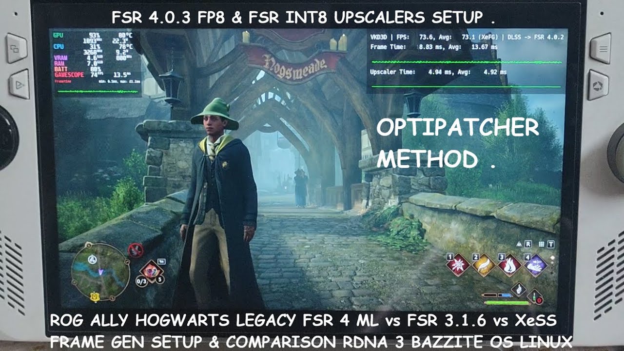 Rog Ally Hogwarts Legacy FSR 4 ML vs XeSS vs FSR 3.x Frame Gen | FSR 4 INT8 Setup RDNA 3 GPUs Linux