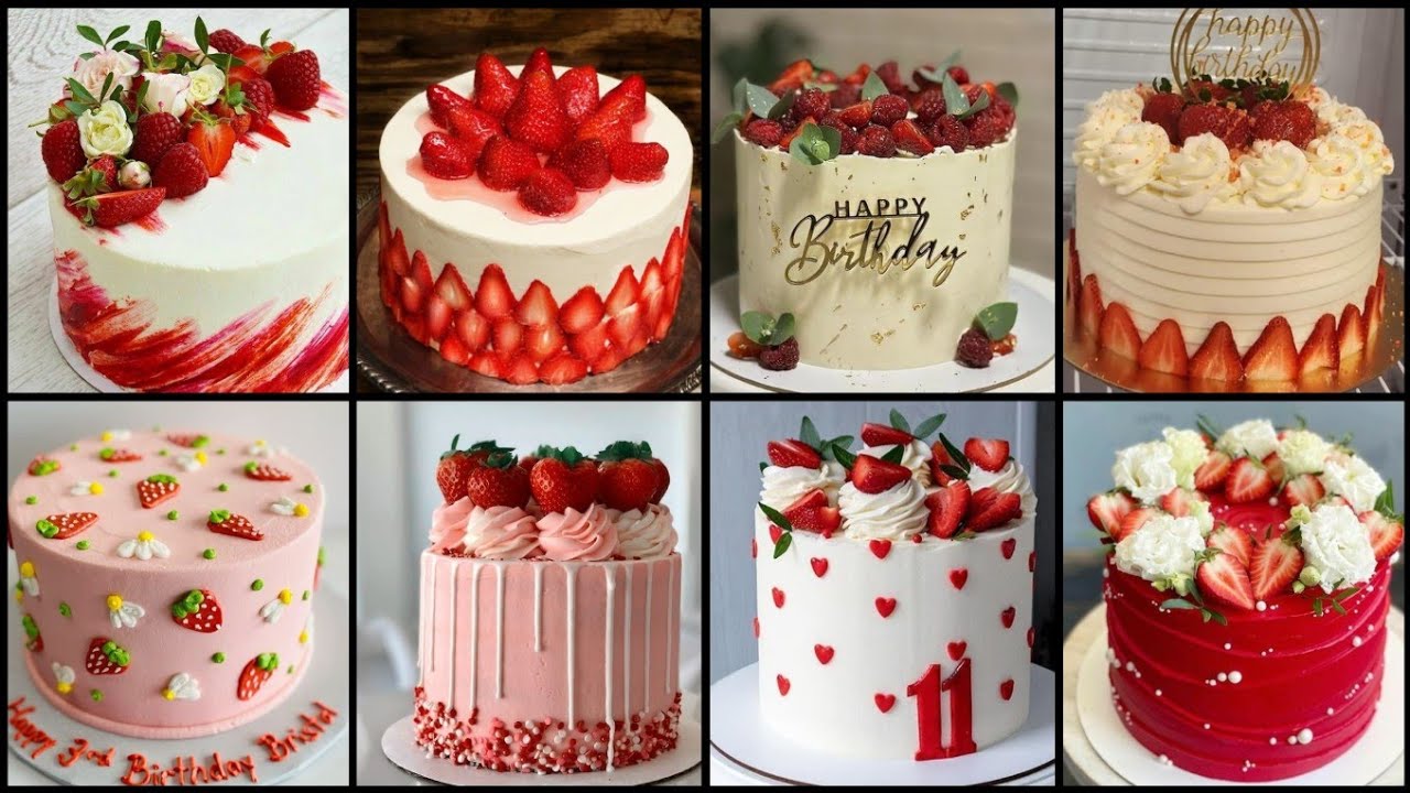 Strawberry Cake Decoration ideas | Strawberry Cake Design/Strawberry Cakes