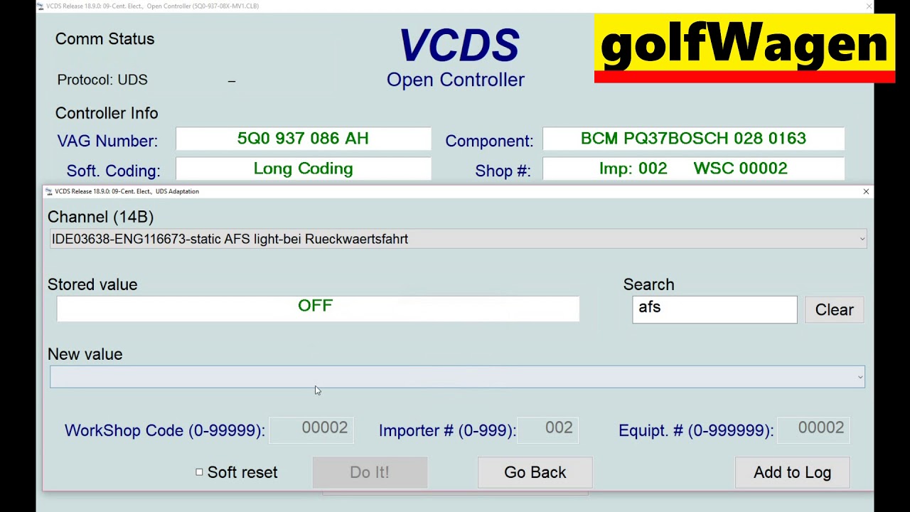 VW Golf 7 cornering light other settings (AFS)