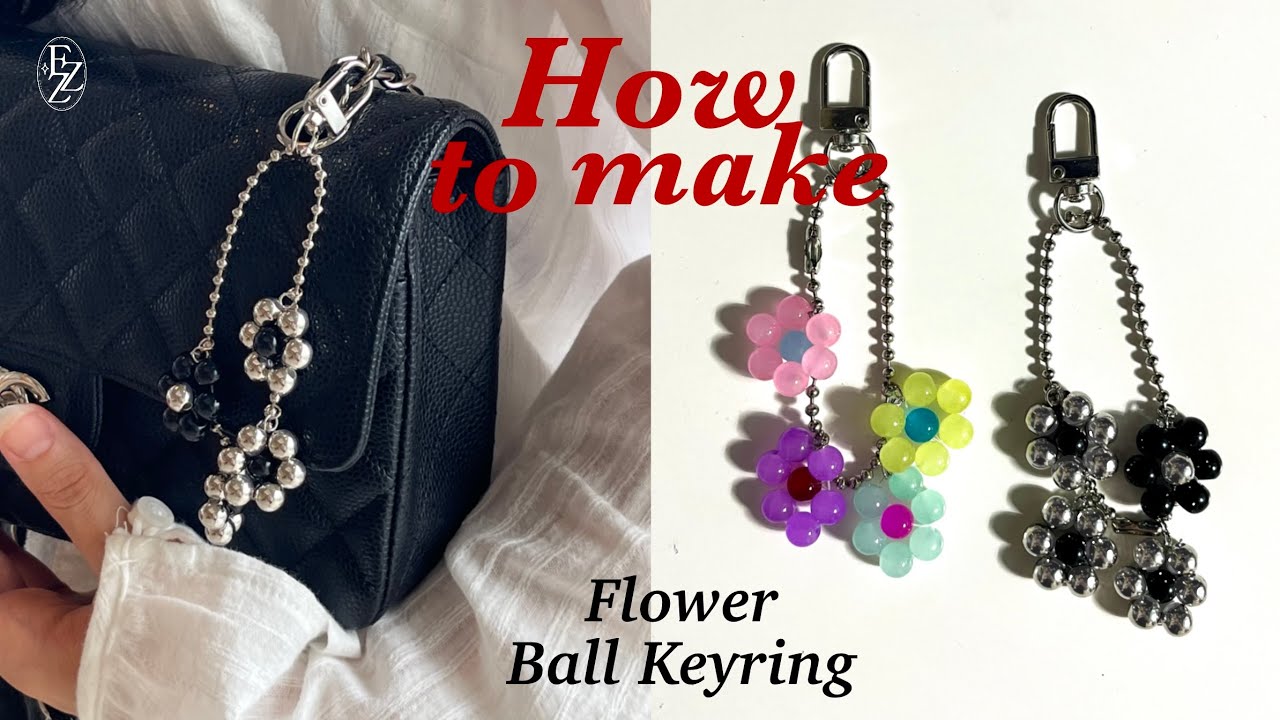 [Keyring DIY] mini 꽃 키링 만들기.가방 꾸미기 취미 Beads flower Keyring Making Tutorial ㅣbeads craft