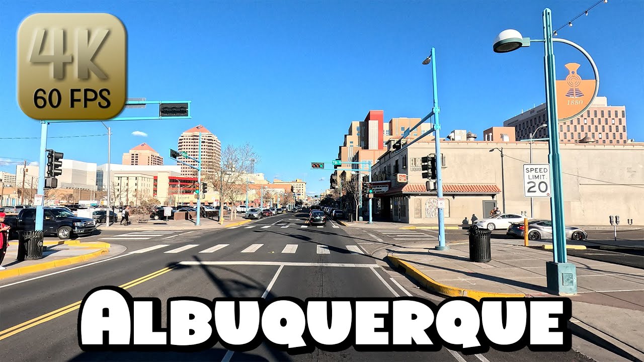 Driving Around Downtown Albuquerque, New Mexico in 4k Video