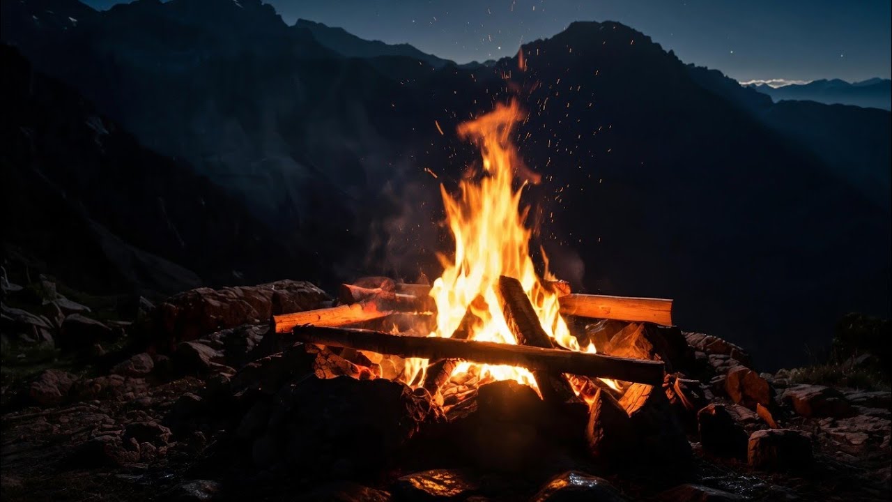 Mountain Campfire Sounds • 3 Hours Relaxing Fire for Deep Sleep & Stress Relief