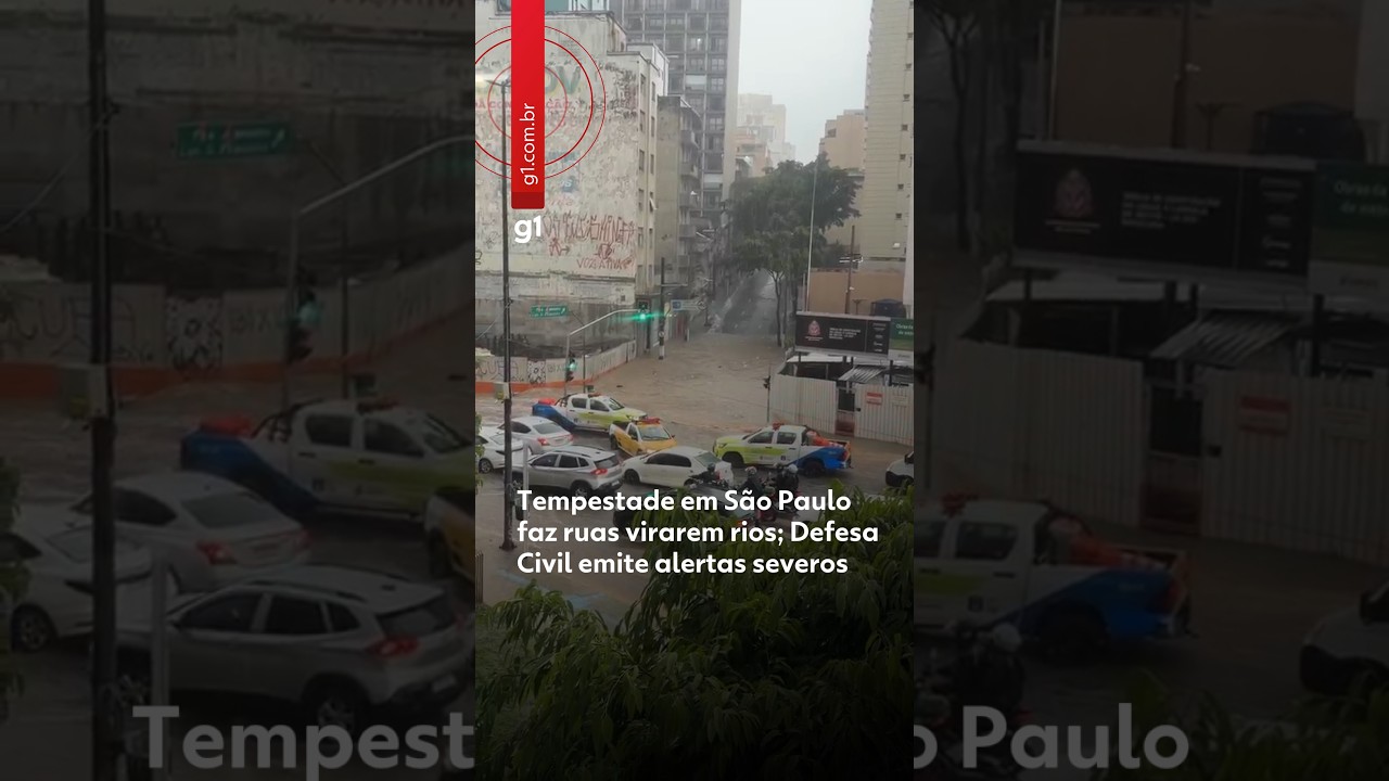 Tempestade em S&atilde;o Paulo faz ruas virarem rios; Defesa Civil emite alertas severos