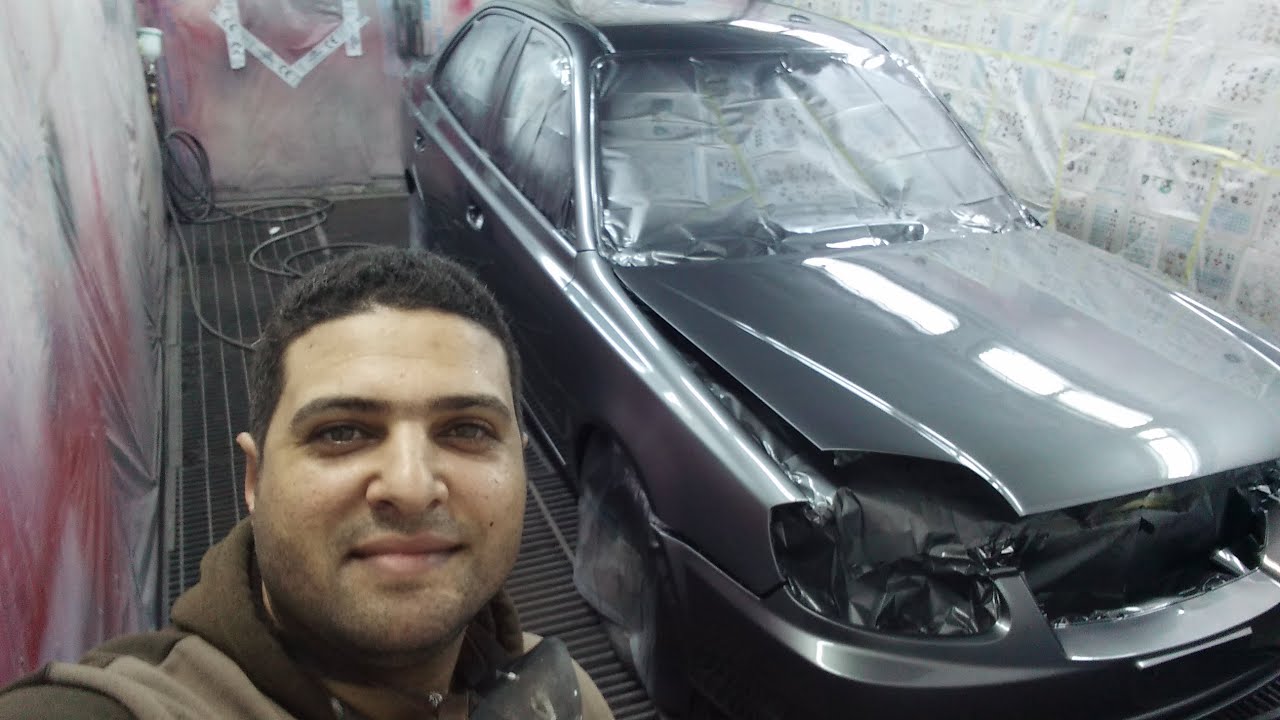 كيف تصبغ سيارتك بالكامل خطوة بخطوة مثل هذه السيارة | مراحل دهان سيارة فيرنا 2008 رمادي لؤلؤي 🤩