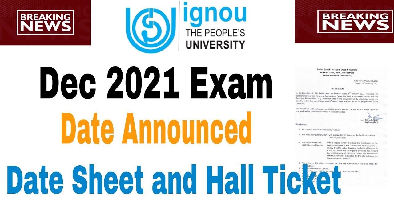 IGNOU Dec 2021 Exam date | ignou dec 2021 exam date sheet | ignou date sheet dec 2021 exam