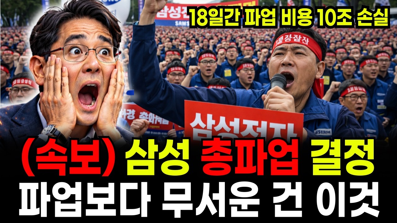 (속보) 오늘 삼성 노조 총파업 결정. 18일간 손실액  10조원.