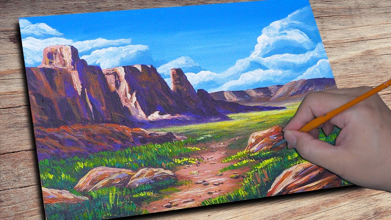 acrylic cliff and rock painting | Acrylic Painting