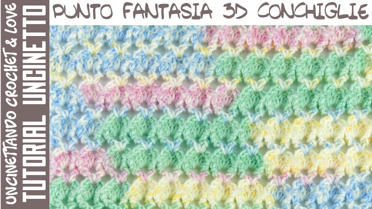 Punto Fantasia 3D ad Uncinetto con Conchiglie (sub. eng. y esp.)