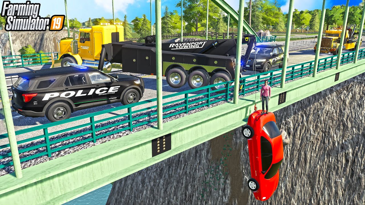 SKETCHY BRIDGE RESCUE (200FT HIGH) | CRAZY KAREN | FARMING SIMULATOR 2019
