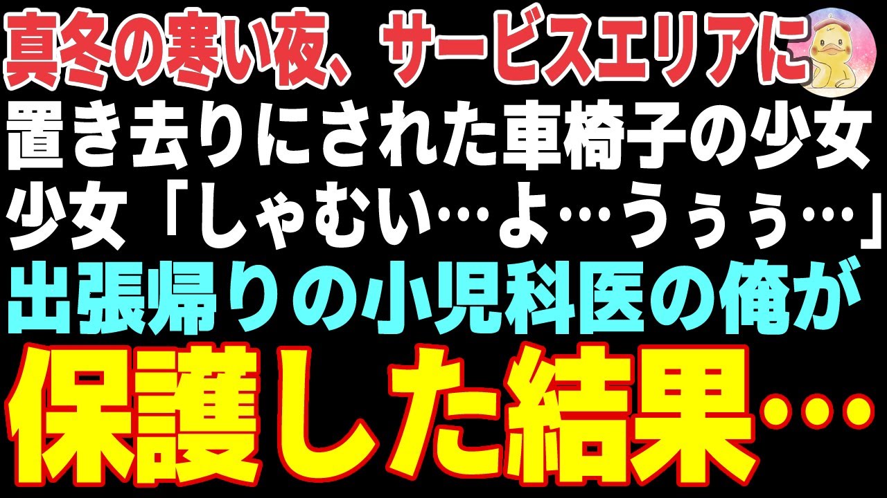 【感動する話】真冬の夜、サービスエリアで置き去りにされ、路頭に迷う車椅子の少女「しゃむい…よ」→出張帰りの小児科医の俺が保護した結果【朗読・スカッと】